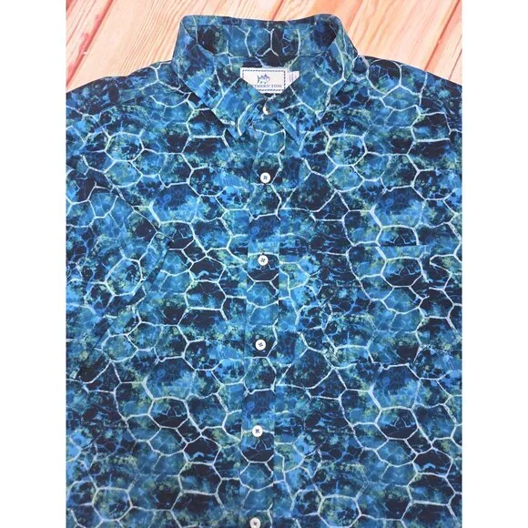 Southern Tide Mens Intercoastal Button-Up Shirt Large Blue Nylon Blend - Picture 4 of 7